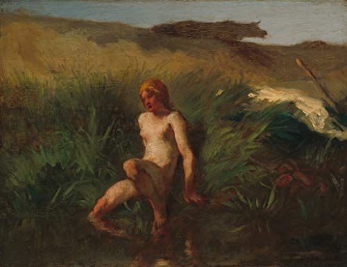Peinture à l'huile sur toile Le Baigneur Barbizon fait main par des professeurs d'art