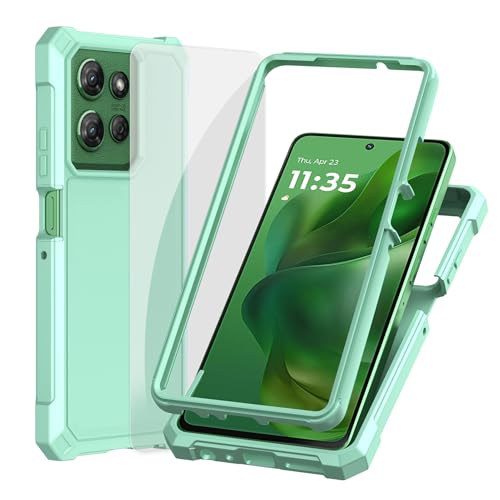 Ailiber Case for Motorola G Power 2025, Moto G Power 2025 Phone Case with Screen Protector, Dual Layer Protection, Shockproof Corners TPU Bumper, Rugged Silicone Cell Phone Cover-Mint Green