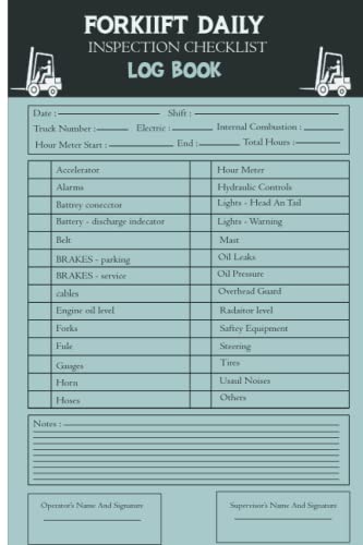 Buy Forklift Daily Inspection Checklist Log Book: Forklift Operator ...