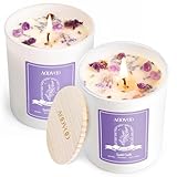 AOOVOO Lavender Scented Candle Set 2 Pack - Aromatherapy Candle with Crystals Inside, 14oz Soy Candles for Home Scented, Birthday Gifts Christmas Candle for Women Mom