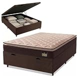 Cama Box Baú Casal Colchão Espuma D33 Pillow Top Millenium 138x188x60cm Marrom Hellen - Suporta até 120kg por Pessoa