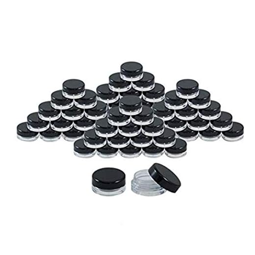 Newin Star 50pcs cosmética contenedores vacíos de plástico Pot Maquillaje Muestra Tarro de contenedores Crema Redonda con tapón de Rosca de la Tapa de Sombra de Ojos, uñas, Polvo, Pintura 3G (Neg