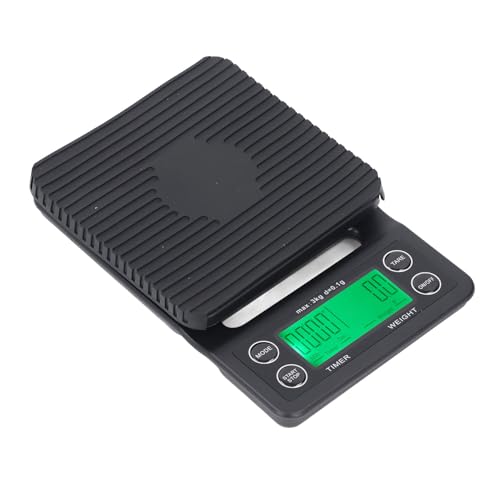 Báscula de café y Temporizador, Báscula de café Digital con Temporizador, Rango de 3 Kg, Precisión de 0,1 G, Báscula de Cocina Multifuncional con Pantalla LED Grande para Viajes