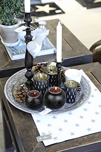 Vixdonos Wood Rustic Tea Light Candle Holder Set Of 3 Black Round Votive Candle Holders With Elegant Carved Tree Texture #TOP4
