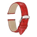 QUARKZMAN Correas Reloj Cuero, Ancho 19mm Correa Reloj Liberación Rápida Diseño Avestruz Cuero Primera Calidad Correa De Muñeca De Reemplazo Hebilla Plateada Para Hombres.