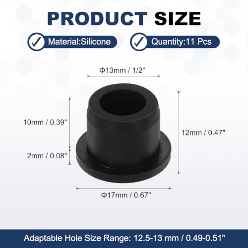Image of MECCANIXITY 11pcs T-Shaped Silicone Plugs 13mm 1 /2 Inch Dia, Black | Snap in Plug Hole Seal Cover Round Rubber Stopper for 12.5-13mm Holes Kitchen Rubber Bulkheads Waterproof Sealing