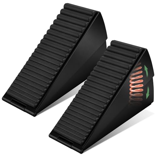 Image of Door Stop, 2 Pack Door Stoppers for Floor, Large Door Wedges Indoors Outdoor Heavy Duty Rubber Doorstop Wall Protector, 3 Inch Tall, Black