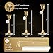 Gold Candleholders for Taper Candlesticks Plus Candle Snuffer – Dining Table Décor Centrepiece - Brass Candelabra Candlestick Holder - Gold Décor for Home Weddings Celebrations Events (Set of 6 Pcs)