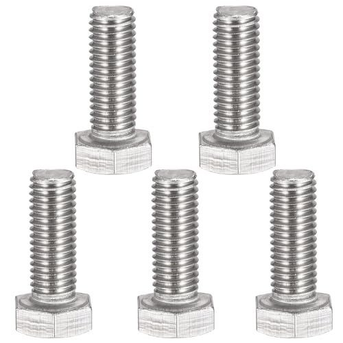Image of MroMax 5Pcs M10-1.5 Hex Bolts, M10 x 30mm Hex Head Screws Bolts, 304 Stainless Steel 18-8, Fully Threaded, External Hex Drive, for Mounting Chair, Rail, Wheels, Boat and Plastic Bumpers