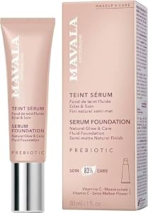 Mavala - Teint Sérum, Fond de Teint Fluide Eclat & Soin - Couvrance Modulable, Fini Semi-Mat Naturel - Soin Visage Apaisant, 83% de Soin - Teinte Tan, 30ml