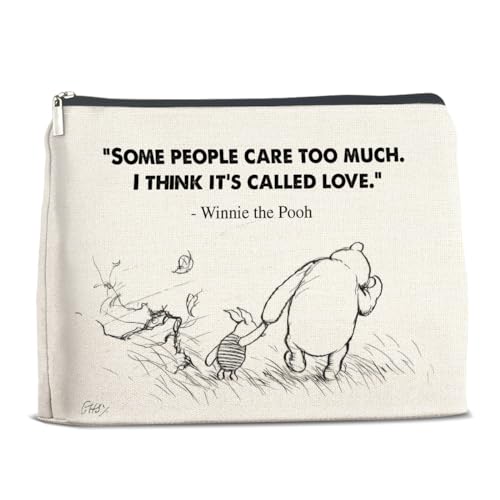 YeleY Pooh Bear Gifts for Women Girls Inspirational Gift Makeup Bag for Girls Women Friends Pooh Bear Cosmetic Bag Friendship Makeup Zipper Pouch