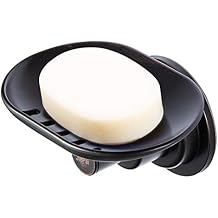 JiePai Suction Soap Dish Oil Rubbed Bronze,Super Powerful Vacuum Suction Shower Soap Holder with Drain,Elegant Suction Cup Soap Dish for Shower Bathroom Kitchen