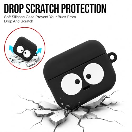 Image of Aniex Silicone Case Cover for realme Buds T500 Pro, Shockproof, Anti-Slip, Dustproof, Scratch Resistant, with Carabiner Hook, Full Body Protection (Circle Briquitte)