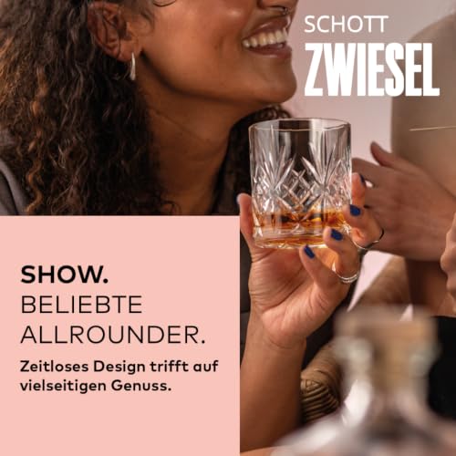 Foto von SCHOTT ZWIESEL Whiskyglas Show (4er-Set), anmutige Tumbler für Whisky mit Relieff, spülmaschinenfeste Kristallgläser (Art.-Nr. 121877), Kristall