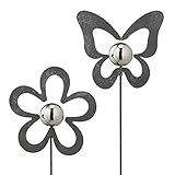 gartenstecker rost willkommen Lieferumfang: 1 x 2er Set Gartenstecker mit Kugel ohne Dekoration
