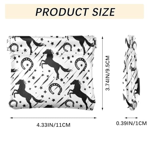 Black Horses Silhouettes Coin Purse Leather Pouch Change Purse, Squeeze Coin Pouch for Cards, Keys & Lipsticks, Unisex3