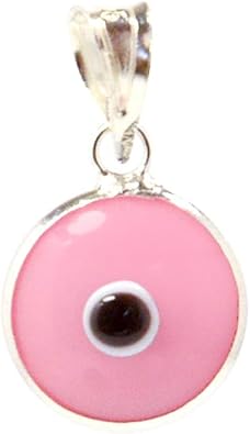 MIZZE Made for Luck Authentic 925 Sterling Silver 10 MM Round Glass Evil Eye Charm Turkish Protection Pendant DIY - 14 Colors to Choose from