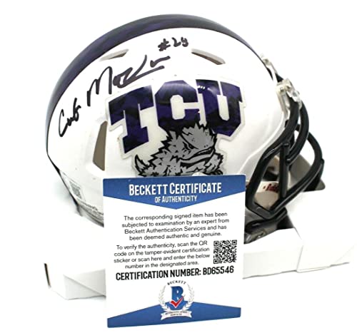 Curtis Modkins Signed TCU Horned Frogs Mini Helmet w/Beckett COA BD65546 - Autographed College Mini Helmets