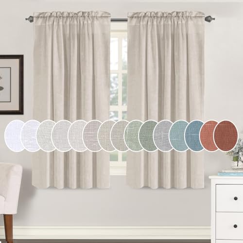 H.VERSAILTEX Pair Set Natural Linen Blended Window Treatment, Rod Pocket