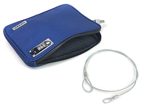 Vaultz Money Bag With Lock - Water-Resistant Combination Locking Pouch W/Tether For Cash, Pool, Beach, Bank, Or Travel - 7.5 X 9 Inches, Medium, Blue #TOP1