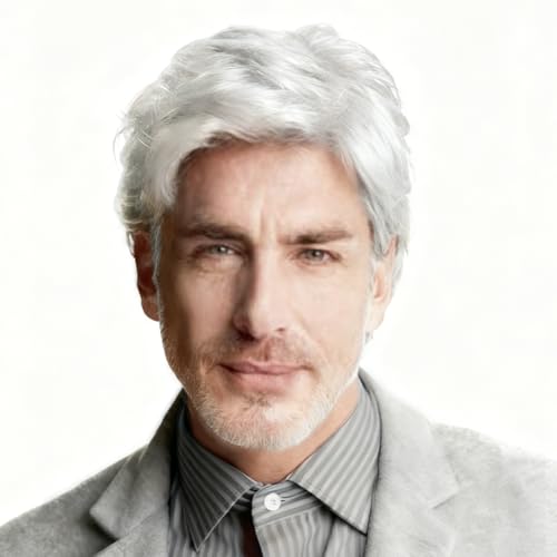 Image of Swiking White Short Wig for Men Soft Layered Natural Synthetic Wig for Male Hair Daily Wear Costume Party Halloween Use