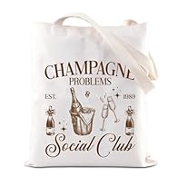 ♥Tote bag quotes:Champagne Problems Social Club EST 1989. ♥Makeup bag Material: Made of Waterproof Polyester Material.Double-sided printied, waterproof coating, to ensure high quality images that will remain vibrant with daily use. ♥Makeup Bag size:3...