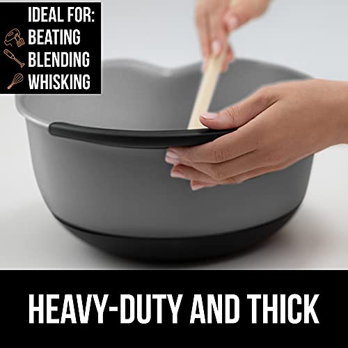 Gorilla Grip Mixing Bowls Set Of 2, Slip Resistant Rubber Bottom, Nesting Baking Bowl, Soft Wide Handle, Easy Pour Spout, Electric Mixer And Dishwasher Safe, Kitchen Essentials, 5 Qt, 3 Quart, Gray #TOP2