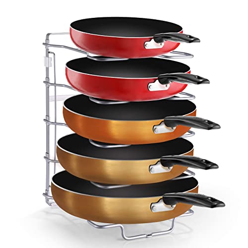 Simple Trending Adjustable Pan And Pot Lid Organizer Rack Holder, Kitchen Counter And Cabinet Organizer, Silver #TOP7