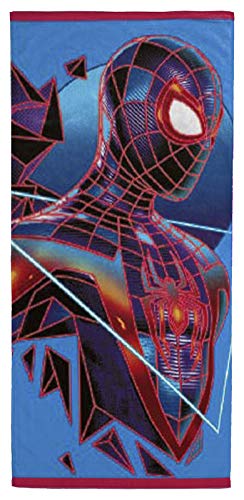 Jay Franco Marvel Miles Morales Gamerverse Be Greater Large Kids Bath Pool Beach Towel - Super Soft & Absorbent Fade Resistant Cotton Towel, Measures 34x 64 inches (Official Marvel Product)