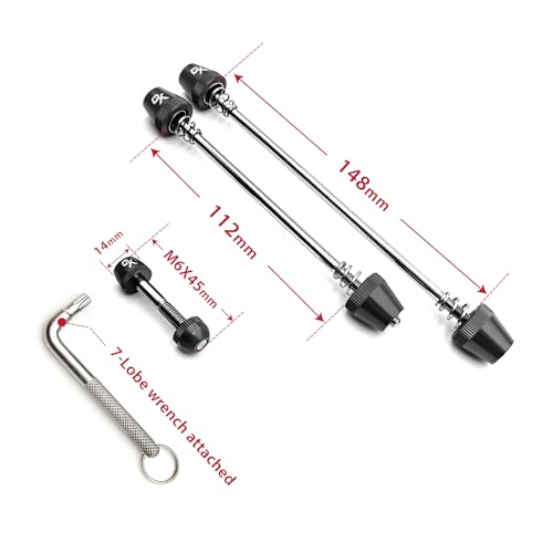 ONIPAX Bike Anti-Theft Locking Skewer 7 Lobe Bicycle Wheel Hub Secure Binder Bolt Kit with Key - Thumbnail 2
