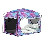 Bed Tent,Portable Privacy Sleeping Bed Canopy,Blackout 90% Drapes for Kids and Adult,Twin Size Indoor Space Tent with Breathable Large Mesh Windows(Unicorn, Twin)