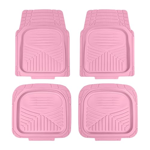 Floor-Mats-Universal-4Piece-AllWeather-Trimable-Floor-Mats-Pink Floor Mats Universal 4‑Piece All‑Weather Trimable Floor Mats, Pink - Image 1