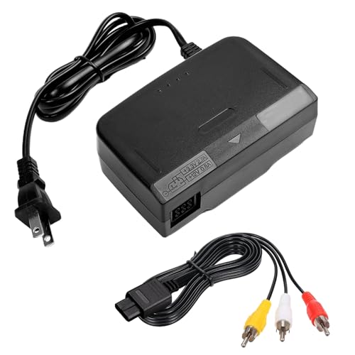 Power Supply and Cable Compatible with N64, AV Cable for N64, AC Power Supply Adapter and AV Composite Video Cable Cord Compatible with N64 by Koubare - Used condition - US$15.35