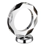 GLOBO LED Tischleuchte Kristalle Beistellleuchte rauch Nachttischlampe verchromt, Kabelschalter, 8W 720Lm warmweiß, LxBxH 24x13x27 cm