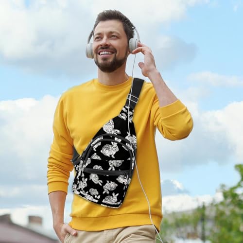 Riñonera cruzada para viajar y senderismo con estampado de conejo multicolor adaptable 6