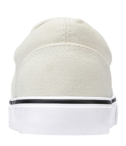 Camel Crown Men's Slip On Canvas Shoes Lightweight Skateboarding Shoes Casual Walking Sneakers Comfortable Skate Shoes White 8.5 #TOP3