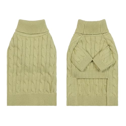 Image of Small /Medium Dog Sweater, Warm Dog Winter Coat w /Sleeves, Comfortable High Neck Premium Dog Clothes for Golden Retriever-Best for Holidays, Daily Walks XXL Light Green