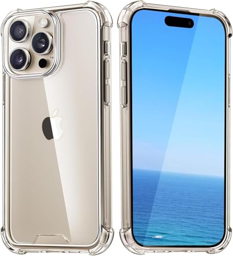 Image of mobistyle Polycarbonate Clear Case for iPhone 16 Pro, Yellowing-Resistant Shockproof Camera Protection Phone Cover, Anti-Scratch Clear Back Cover Case for iPhone 16 Pro (Clear /Transparent)