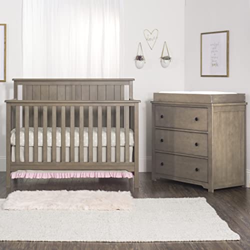 Forever Eclectic Cottage 3-Piece Nursery Set with Flat Top 4-in-1 Convertible Crib, 3-Drawer Dresser, and Changing Table Topper by Child Craft (Dusty Heather) Forever Eclectic Cottage 3-Piece Nursery Set with Flat Top 4-in-1 Convertible Crib, 3-Drawer Dresser, and Changing Table Topper by Child Craft (Dusty Heather)