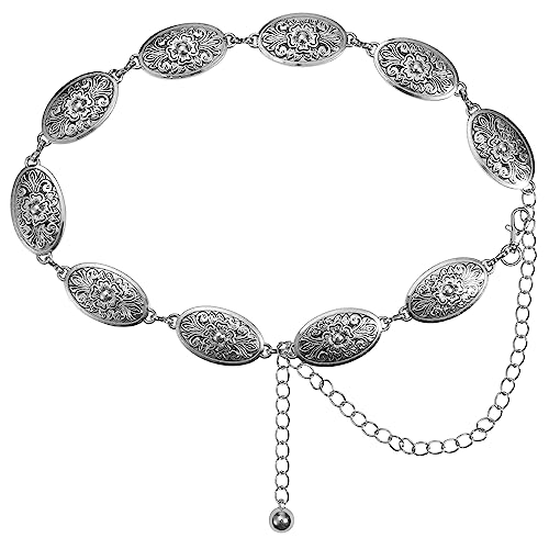 Metal-Chain-Belt-for-Women-Western-Oval-Concho-Chain-Belt-Adjustable-Waist-chains-for-Dresses-Jeans-Western-Cowgirl