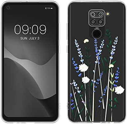 kwmobile Clear Case Compatible with Xiaomi Redmi Note 9 - Phone Case Soft TPU Cover - Cherry Blossoms Pink/Dark Brown/Transparent