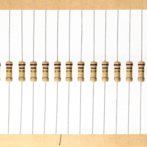 HUABAN 100 Piezas 0.5 Watts 1/2W 1R0 1.0 Ohm 5% Resistencia de película de carbono