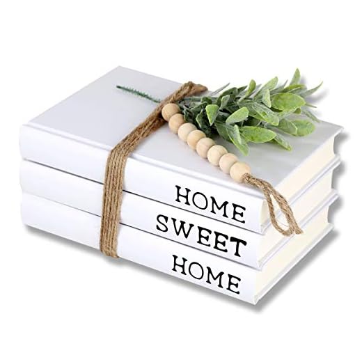 Exood Decorative Books for Home Decor,Coffee Table Books Décor for Living Room,Hardcover Faux Books for Decoration,Shelf Display Books Decor Accent,Home|Sweet|Home(White)