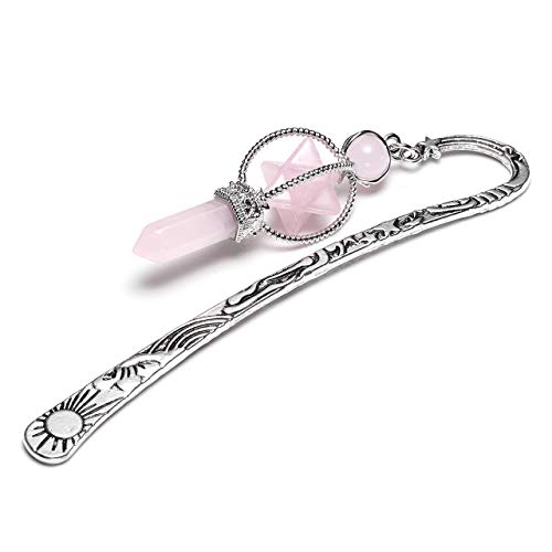 Jovivi 3Pcs Anqitue Silver Metal Bookmark For Women Beading Bookmarks With Crystal Quartz Merkaba Hexagonal Pointed Bead #TOP2