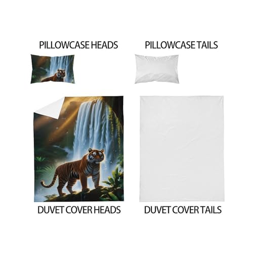 Housse de couette single tigre 135x200 parure animaux imprimé 3D - 5