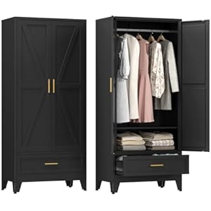Armoire à Vêtements Portable En Plastique, Avec Portes Et Roues Magnétiques, Armoire De Chambre à Coucher Avec Tringle De Suspension
