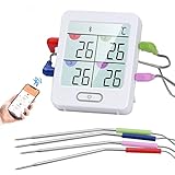 AIKSENT Bluetooth Meat Thermometer with Four Probes, Digital Food Thermometer for Grill Cooking...