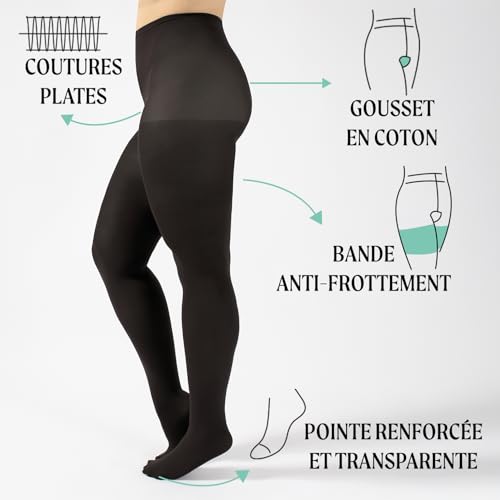 Collant extra large opaque 60 DEN noir résistant grande taille XL - 2