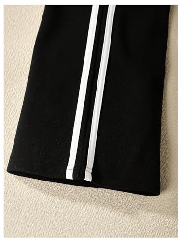 Image of Verdusa Girl's 2 Piece Outfits Long Sleeve Hoodie Sweatshirt and Wide Leg Pants White Black 12Y