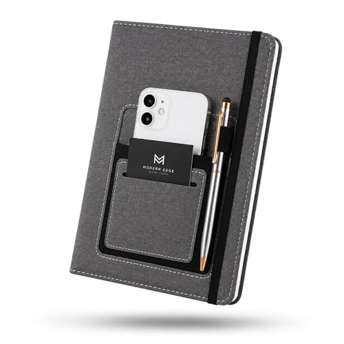 Image of Leather Hard Bound Notebook A5 Journal Diary For Office Use With Mobile & Card Holder Or Pen Loop Dairy For Personal |Ruled Pages With Strap Bookmark Journal Notebook (B92) 200 Pages